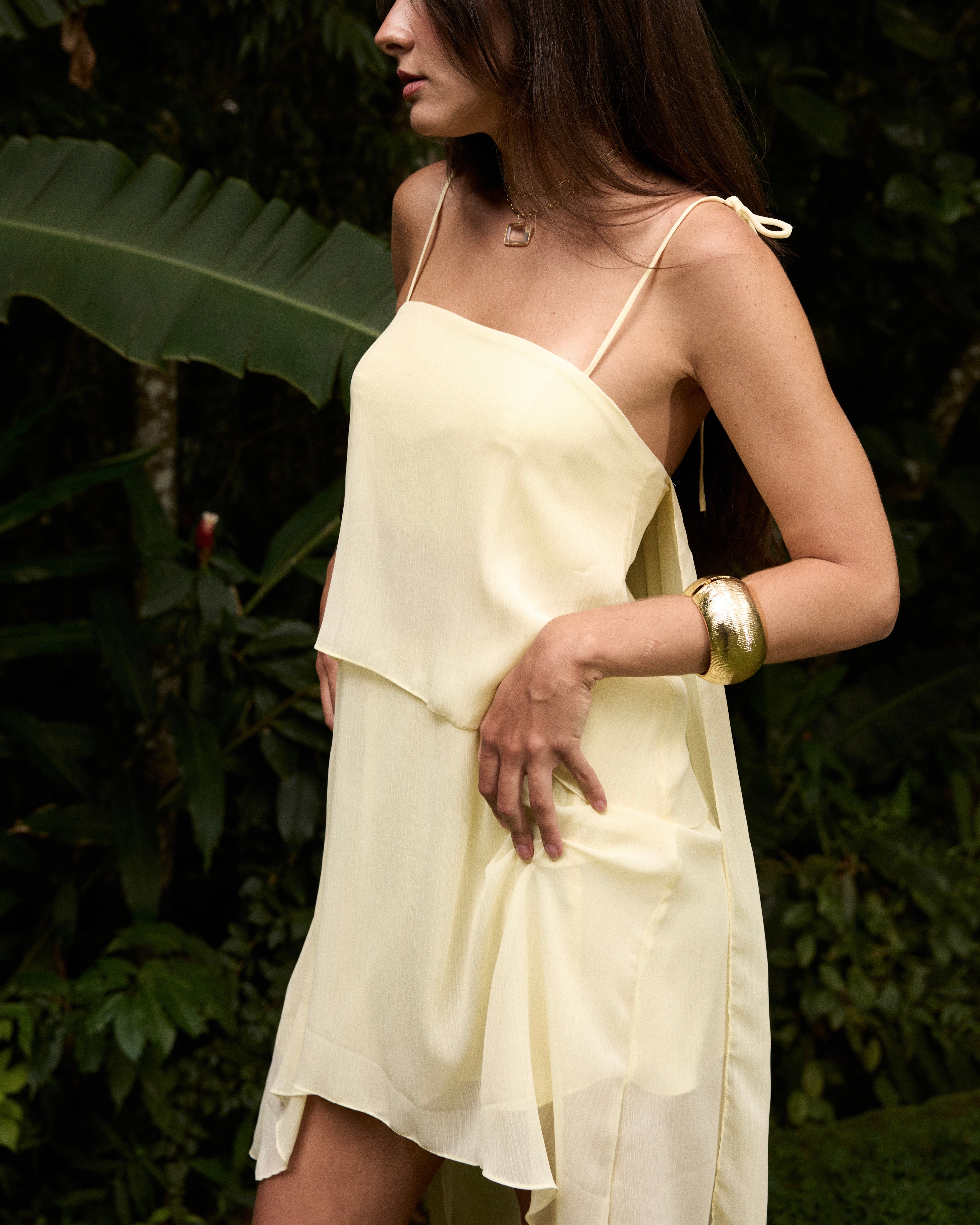 Vestido Fluido Amarelo Manteiga