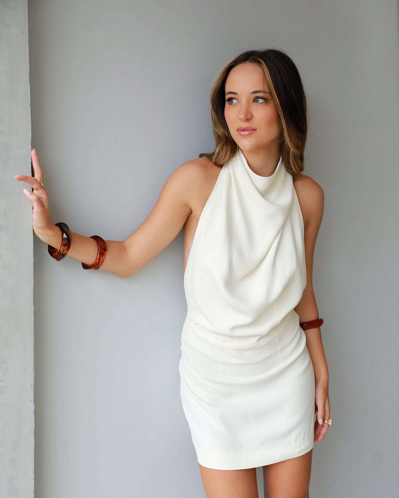 Vestido Crepe Patou Off White